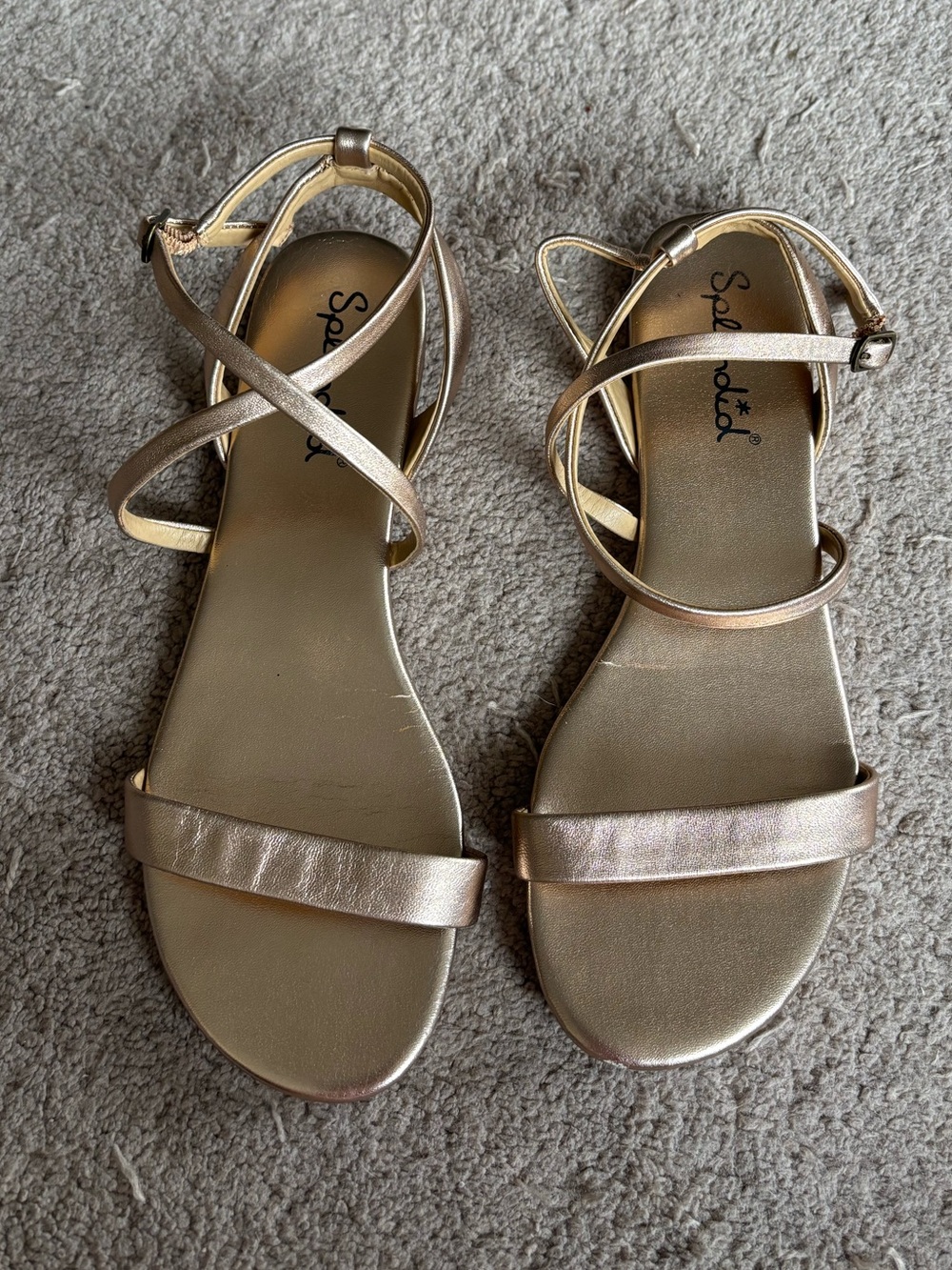Splendid Metallic Rose Gold Strappy Flat Sandals